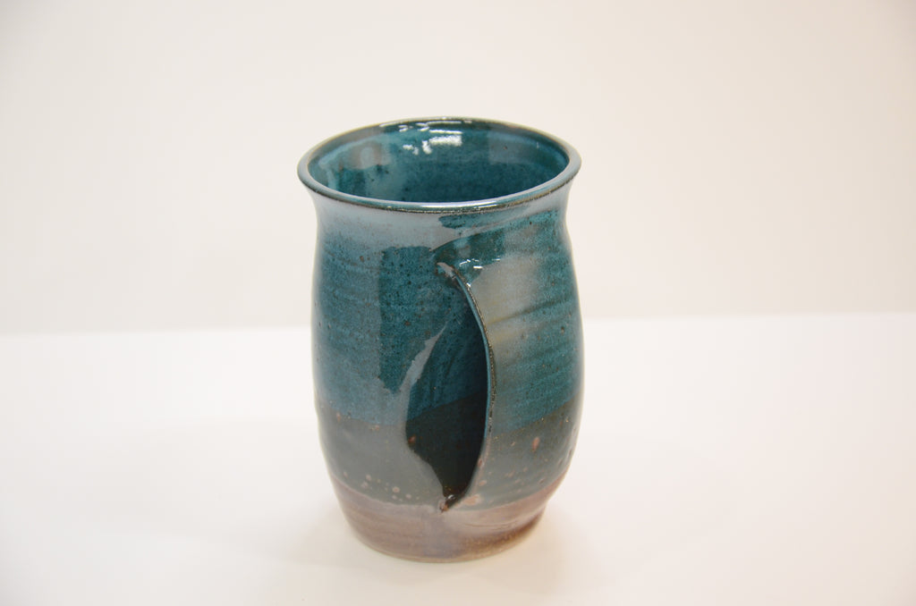 Handwarmer Mug | Stoneware Pottery | Turquoise and Amber