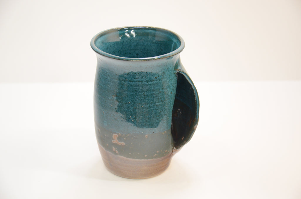 Handwarmer Mug | Stoneware Pottery | Turquoise and Amber