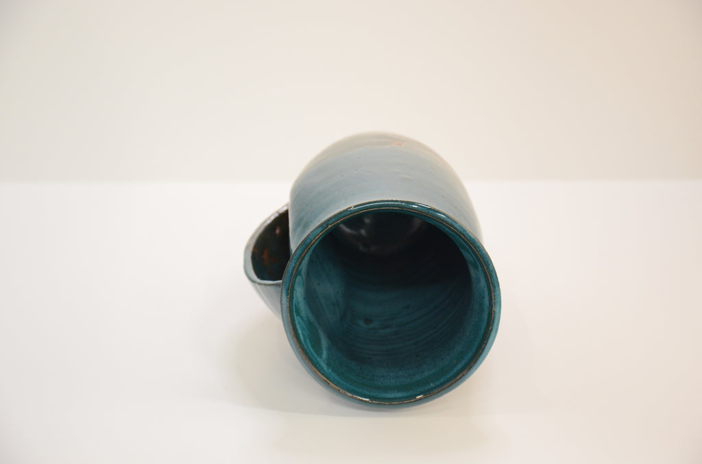 Handwarmer Mug | Stoneware Pottery | Turquoise and Amber
