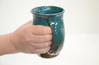 Handwarmer Mug | Stoneware Pottery | Turquoise and Amber