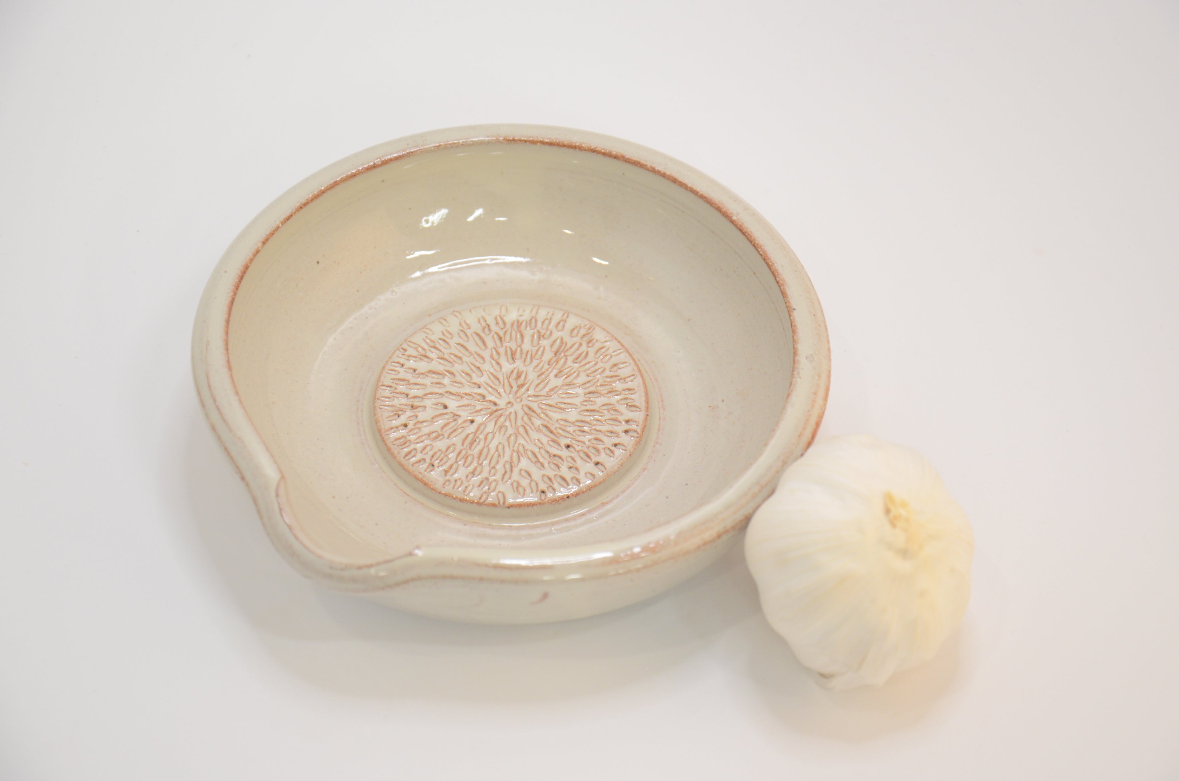Handmade Garlic Grater Plate | 5" Wide Ceramic Grating Dish