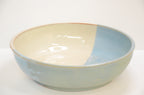Large Serving Bowl | Stoneware Pottery | Matte Blue and Ivory