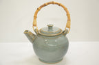 Teapot with Bamboo Handle | Stoneware Pottery | Celadon Green