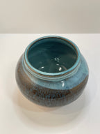 Round Vase | Stoneware Pottery | Amber and Blue