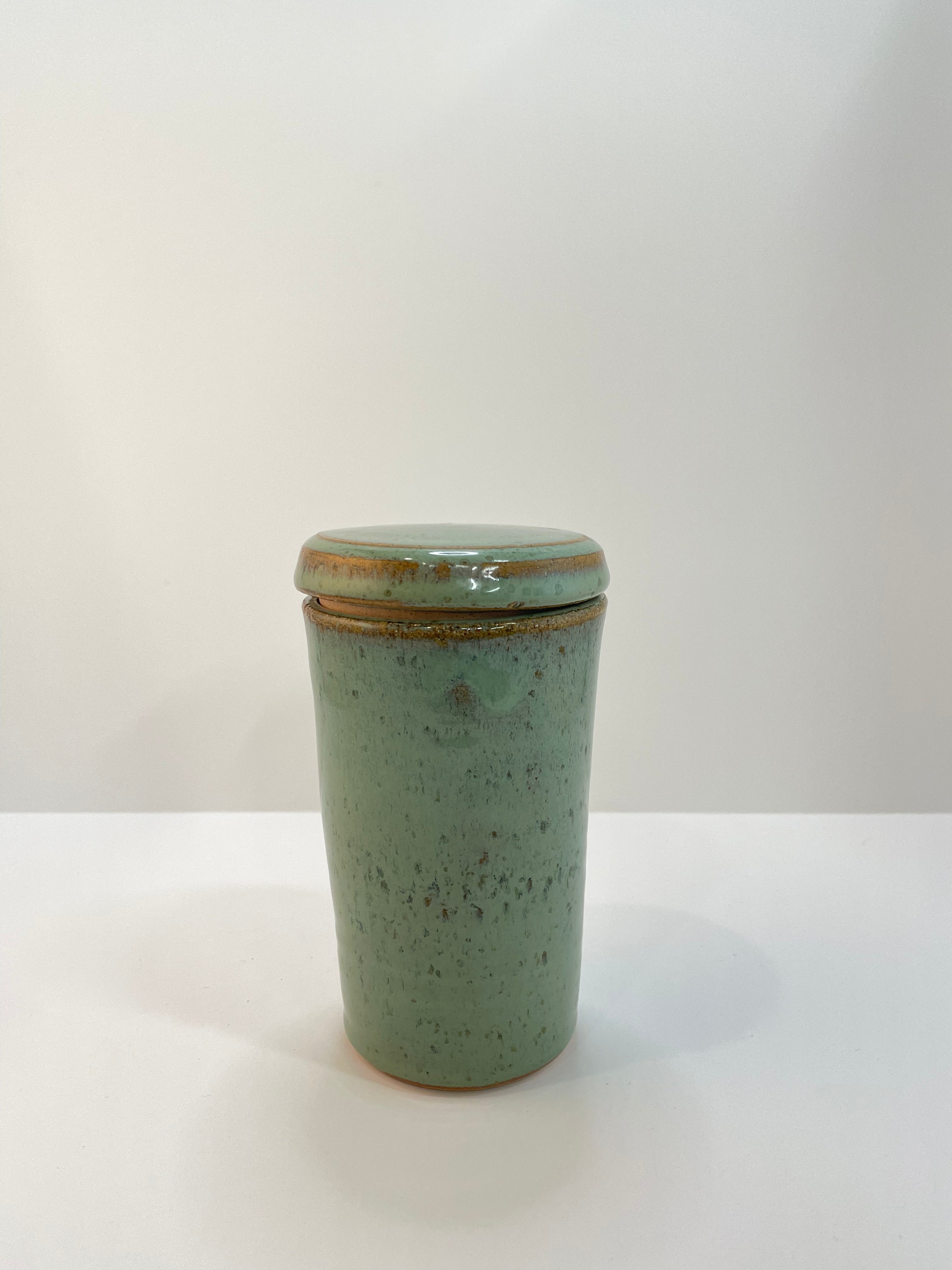 Lidded Cup | Jar | Stoneware Pottery | Celadon Green