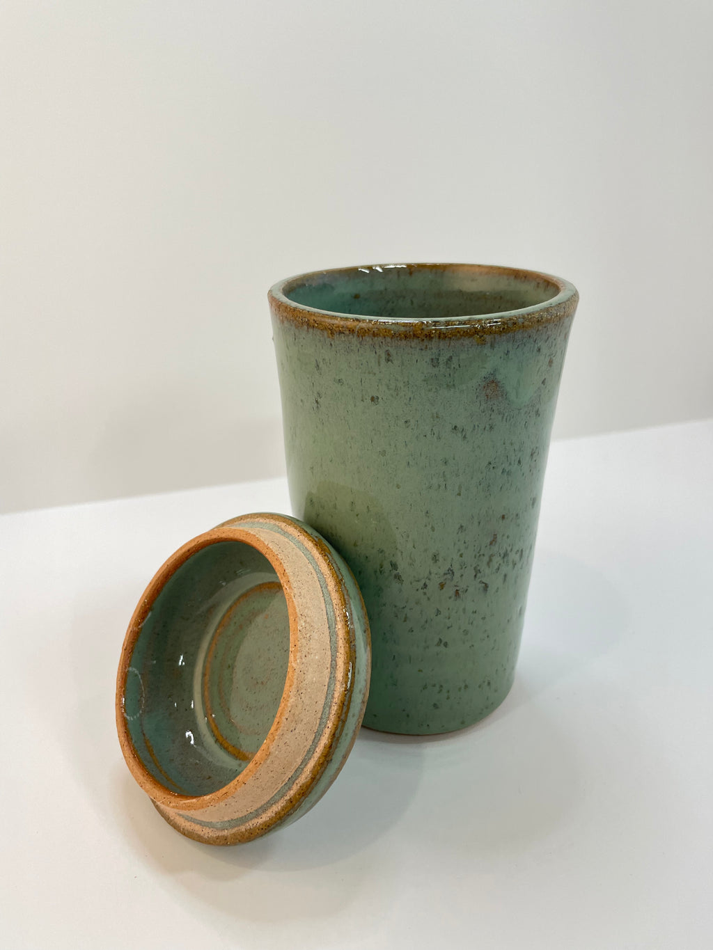 Lidded Cup | Jar | Stoneware Pottery | Celadon Green