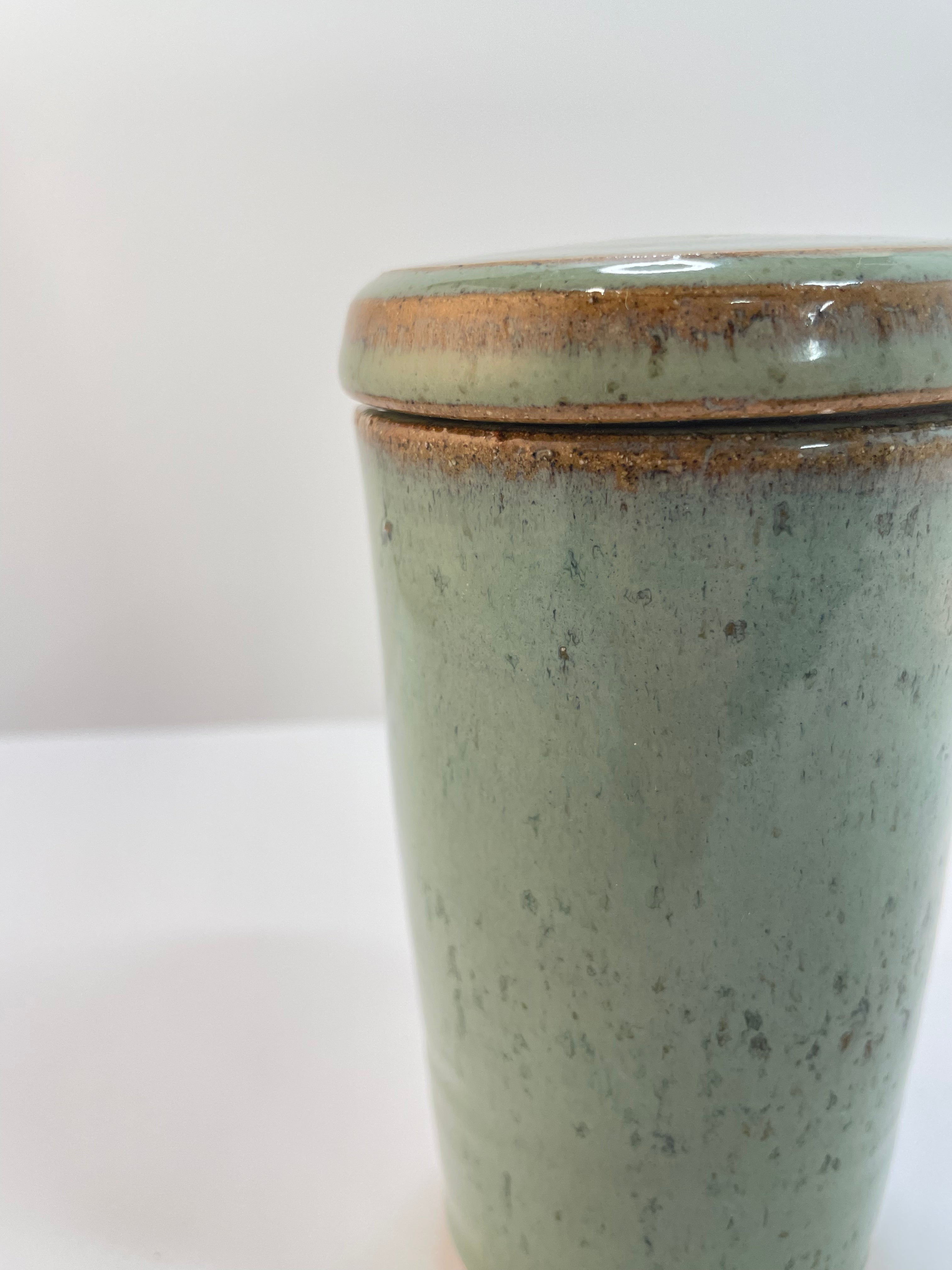 Lidded Cup | Jar | Stoneware Pottery | Celadon Green