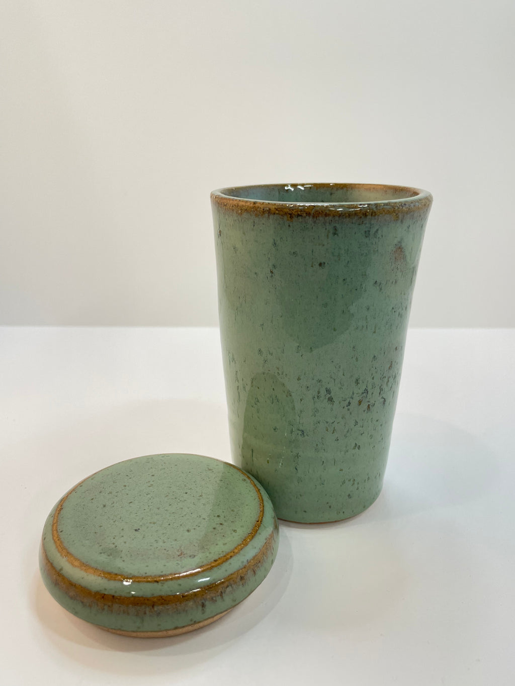 Lidded Cup | Jar | Stoneware Pottery | Celadon Green