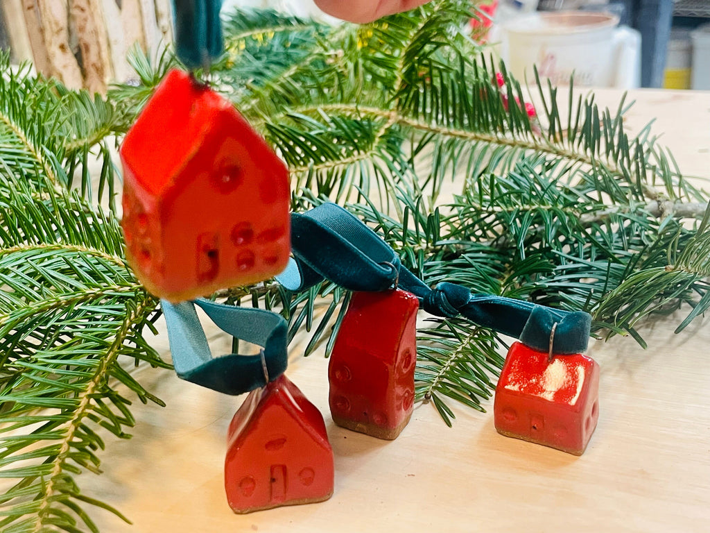 Holiday Ornament | Miniature Tiny House | Drink Charm | Gift Label