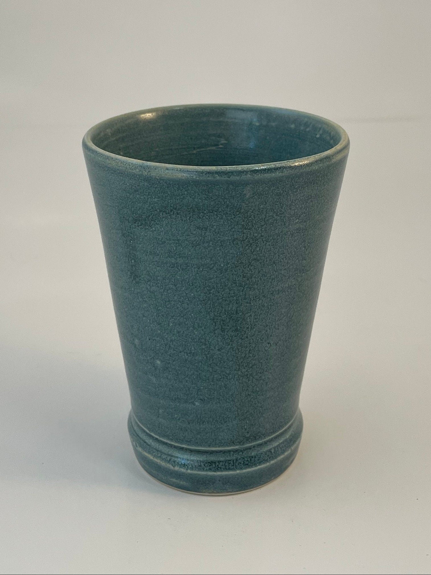 Matte Antique Blue Tapered Stoneware Tumbler - Drinks & Coffee